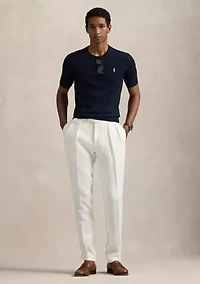 Cotton Crewneck Short-Sleeve Sweater