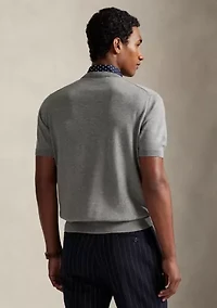 Cotton Crewneck Short-Sleeve Sweater