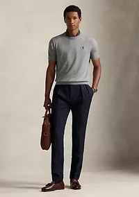 Cotton Crewneck Short-Sleeve Sweater