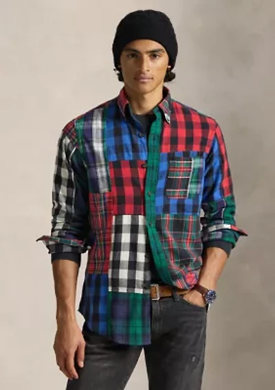 Classic Fit Patchwork Flannel Shirt