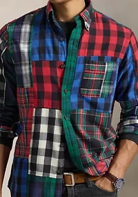 Classic Fit Patchwork Flannel Shirt