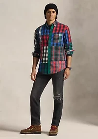 Classic Fit Patchwork Flannel Shirt