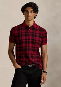 Men's Custom Slim Fit Plaid Mesh Polo Shirt