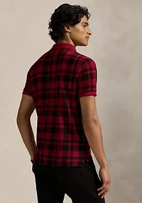 Men's Custom Slim Fit Plaid Mesh Polo Shirt