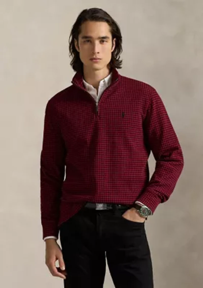 Men's Checked Estate-Rib Quarter-Zip Pullover