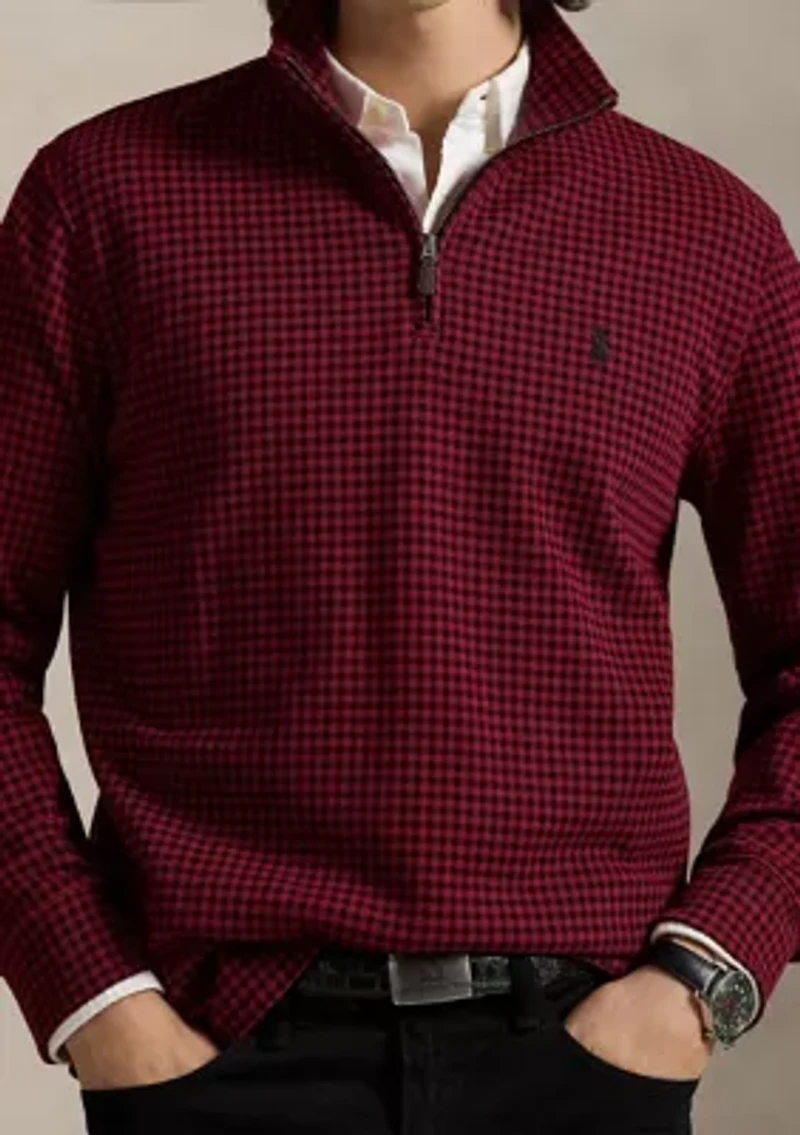 Men's Checked Estate-Rib Quarter-Zip Pullover