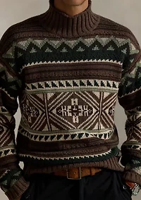 Geometric Cotton-Blend Sweater