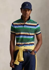 Classic Fit Striped Mesh Polo Shirt