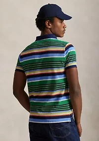 Classic Fit Striped Mesh Polo Shirt