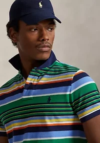 Classic Fit Striped Mesh Polo Shirt
