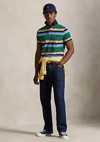Classic Fit Striped Mesh Polo Shirt