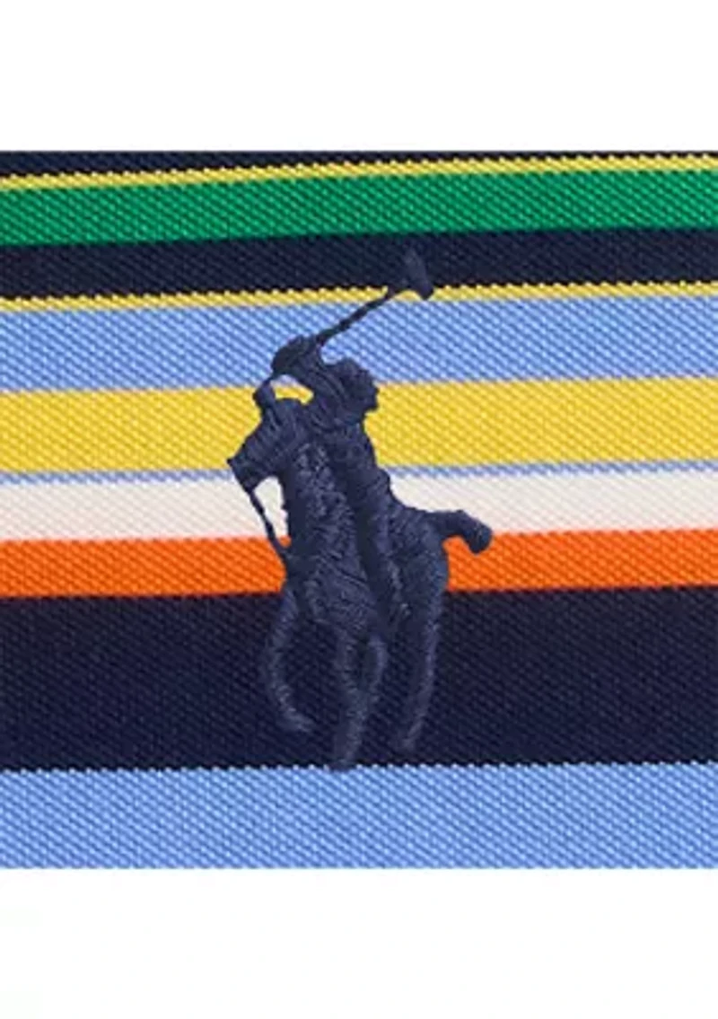 Classic Fit Striped Mesh Polo Shirt