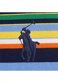 Classic Fit Striped Mesh Polo Shirt