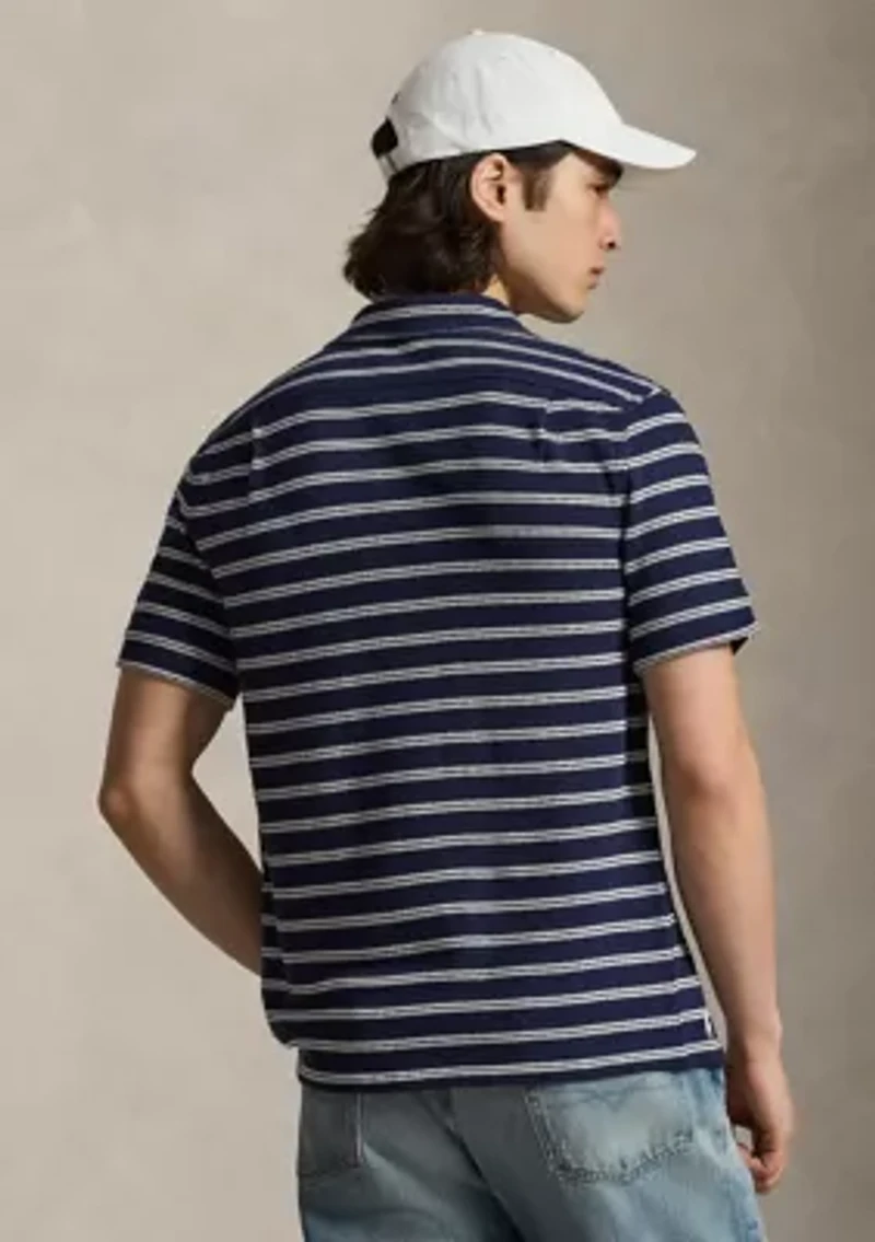 Men's Striped Pointelle-Ribbed Camp Shirt
