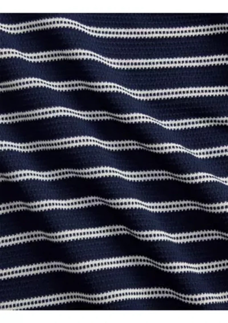 Men's Striped Pointelle-Ribbed Camp Shirt