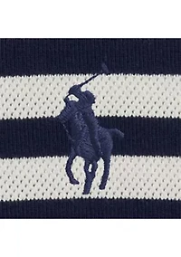 Striped Pointelle-Ribbed Polo Shirt