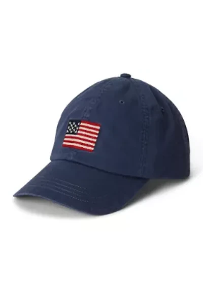 Flag-Embroidered Twill Ball Cap