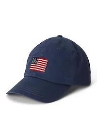 Flag-Embroidered Twill Ball Cap