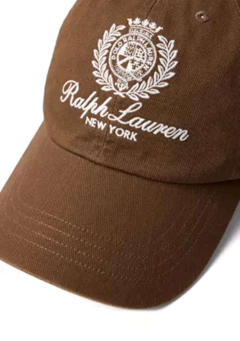 Crest-Embroidered Twill Ball Cap