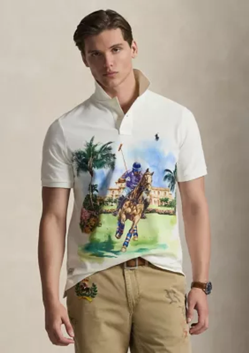 Men's Classic Fit Mesh Graphic Polo Shirt