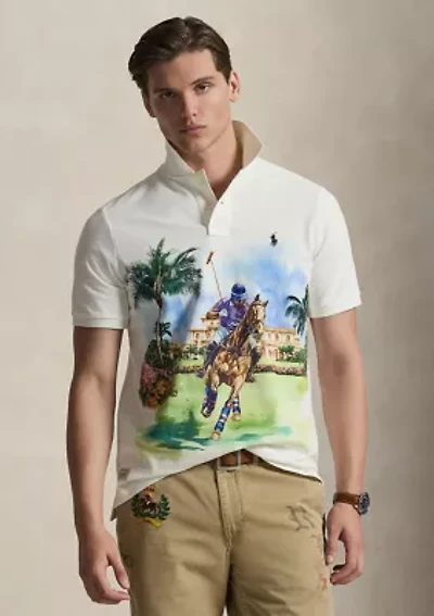 Men's Classic Fit Mesh Graphic Polo Shirt