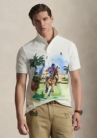 Men's Classic Fit Mesh Graphic Polo Shirt