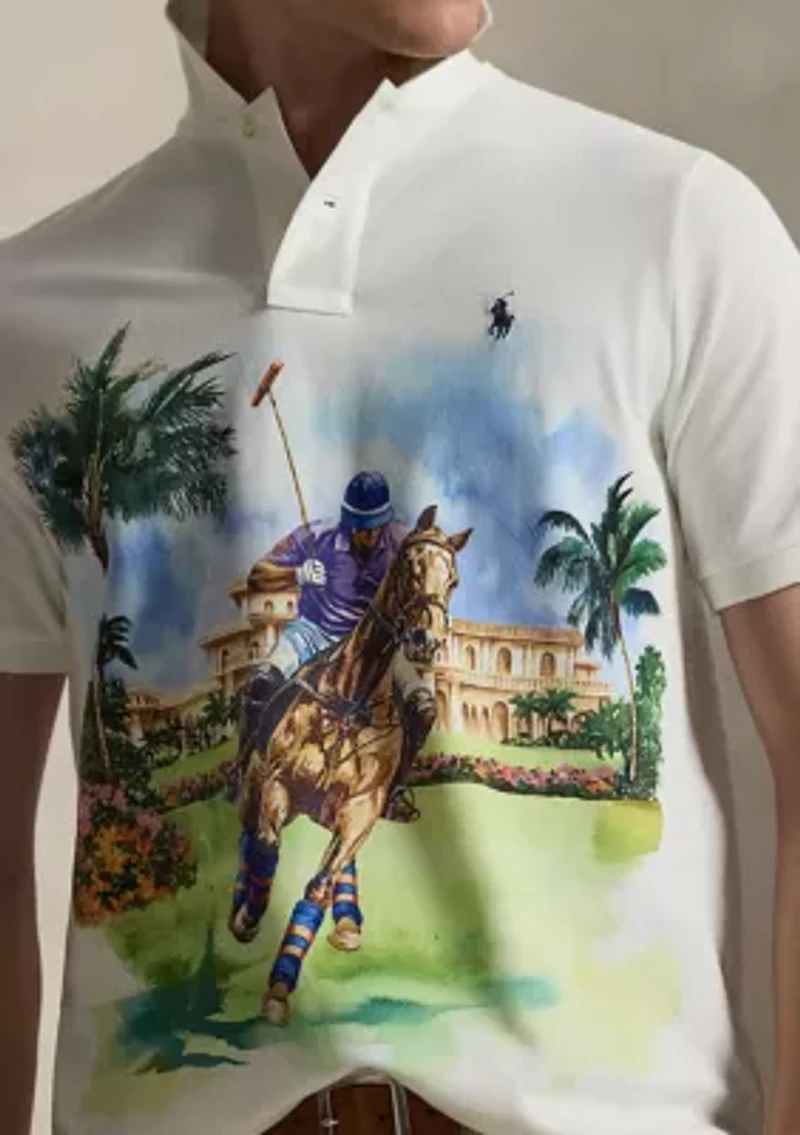 Men's Classic Fit Mesh Graphic Polo Shirt