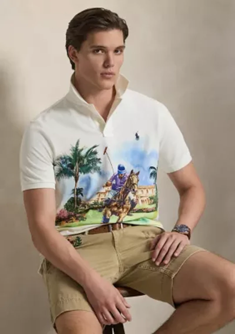 Men's Classic Fit Mesh Graphic Polo Shirt