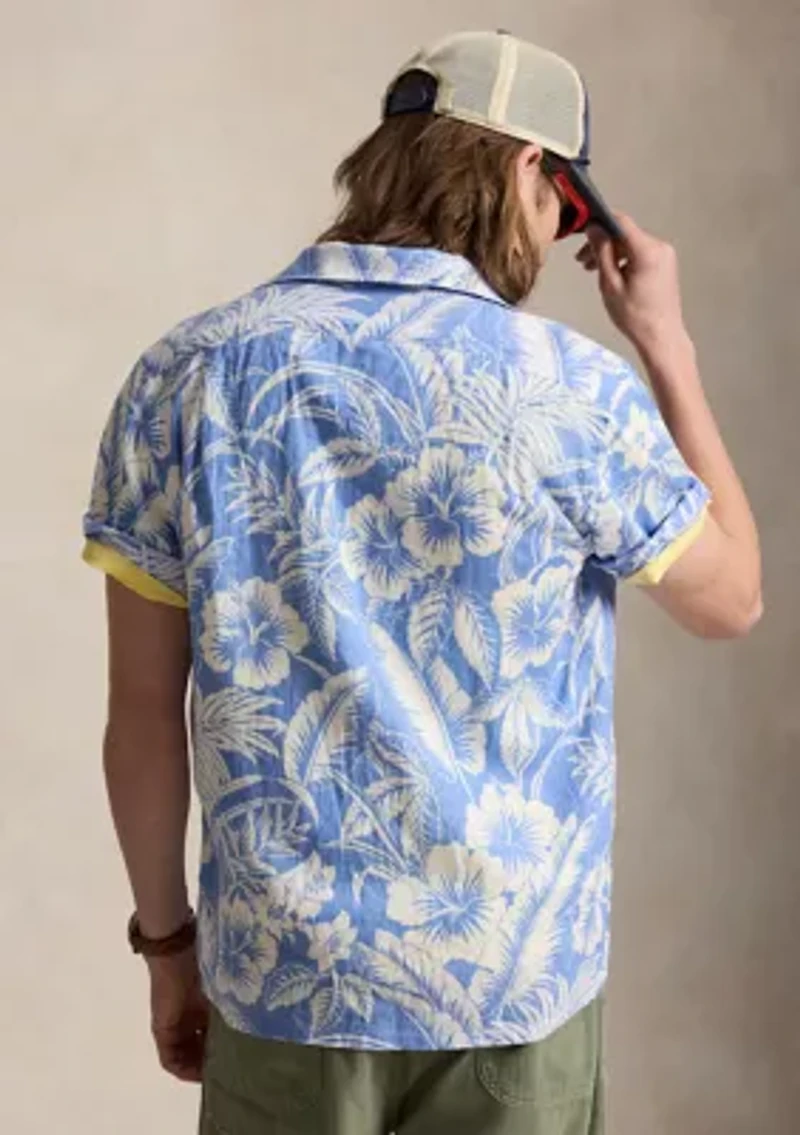Tropical-Print Linen Shirt