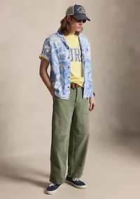 Tropical-Print Linen Shirt