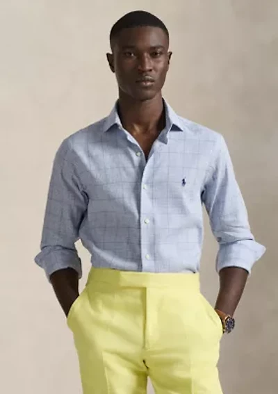Classic Fit Checked Linen-Blend Shirt