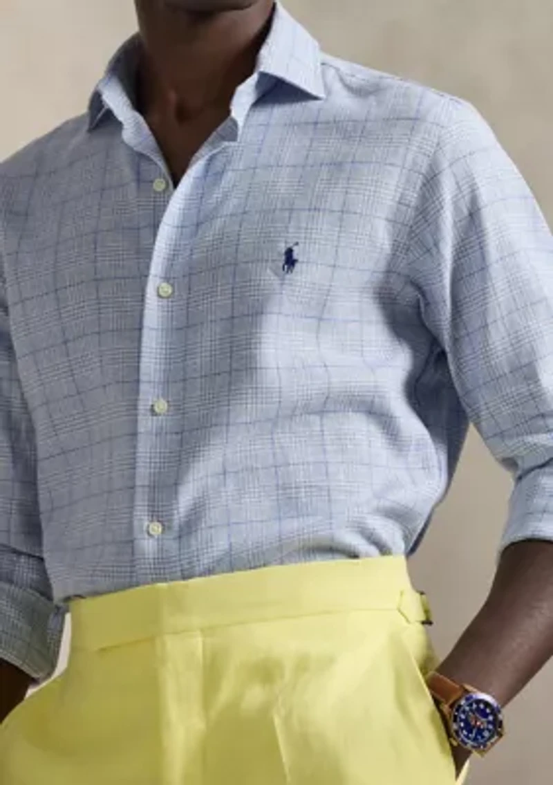 Classic Fit Checked Linen-Blend Shirt