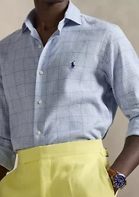 Classic Fit Checked Linen-Blend Shirt