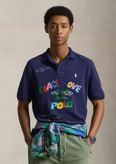 Men's Classic Fit Peace Love Polo Shirt