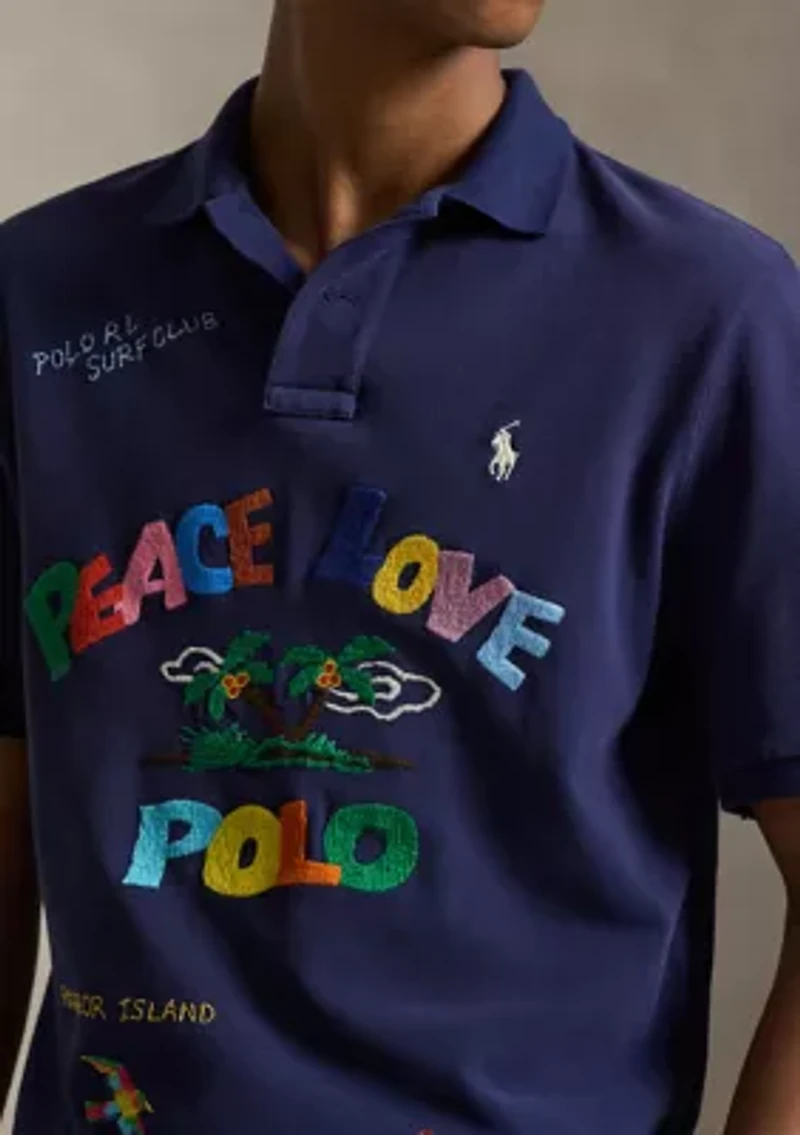Men's Classic Fit Peace Love Polo Shirt