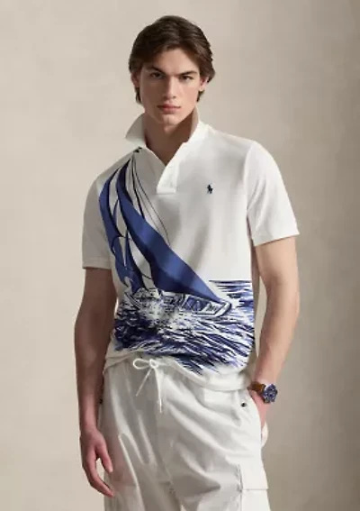 Classic Fit Sailboat Mesh Polo Shirt