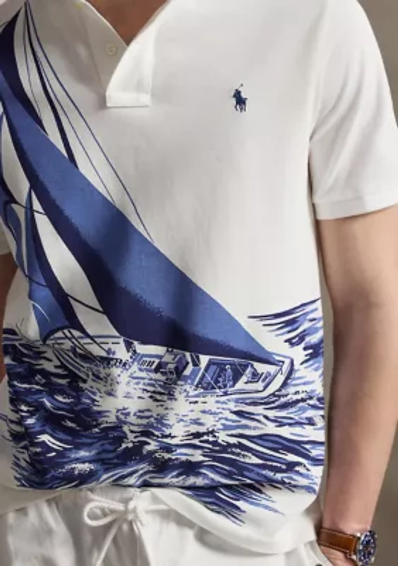 Classic Fit Sailboat Mesh Polo Shirt