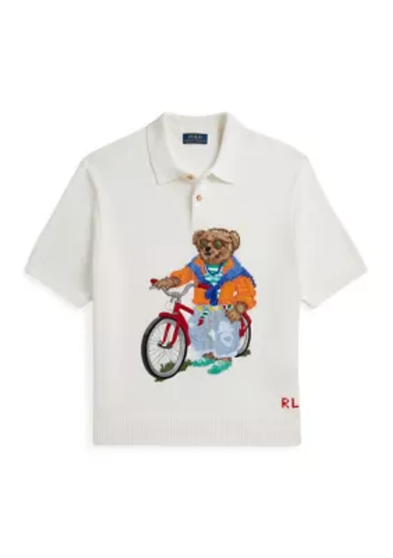 Polo Bear Cotton Polo-Collar Sweater