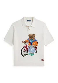 Polo Bear Cotton Polo-Collar Sweater