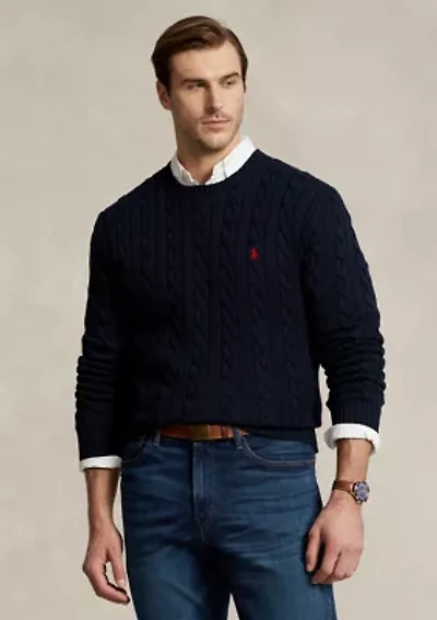 Big & Tall Cable-Knit Cotton Sweater