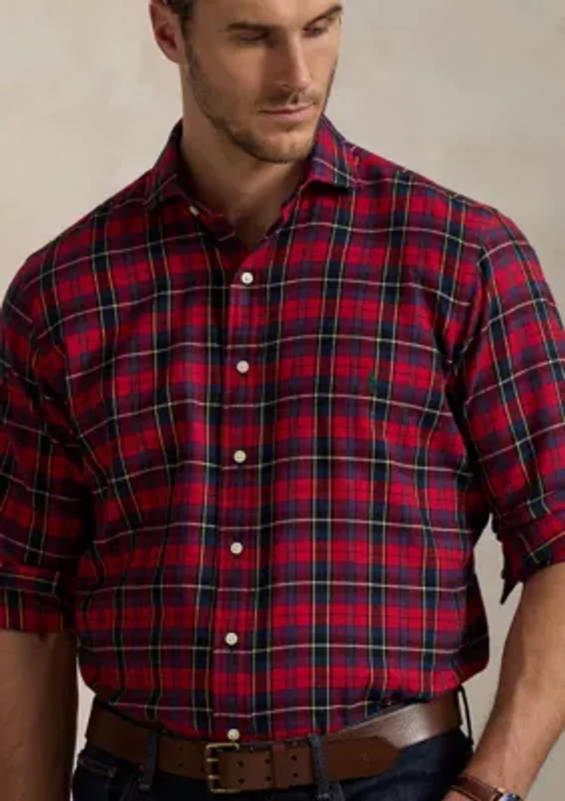Big & Tall Classic Fit Plaid Brushed Twill Long Sleeve Woven Shirt