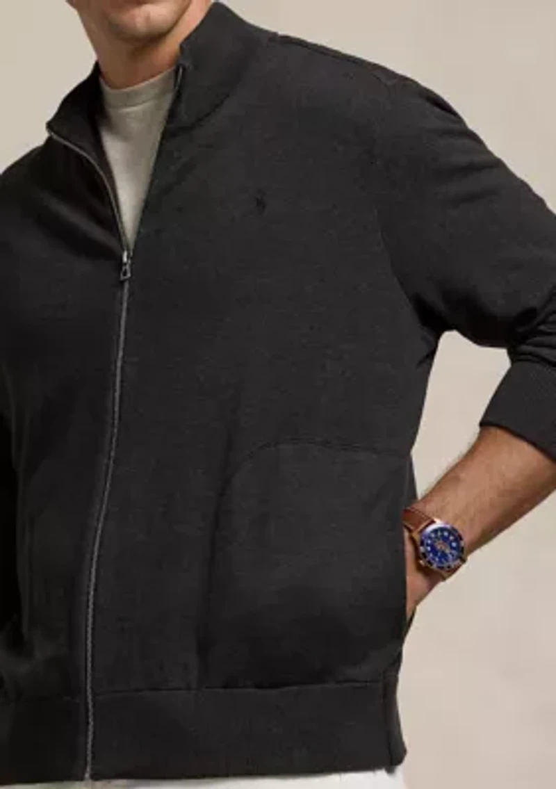 Big & Tall Hybrid Full-Zip Mock Neck Sweater