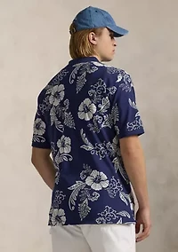 Big & Tall Hibiscus Print Mesh Polo Shirt