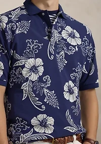 Big & Tall Hibiscus Print Mesh Polo Shirt