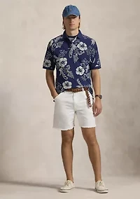Big & Tall Hibiscus Print Mesh Polo Shirt
