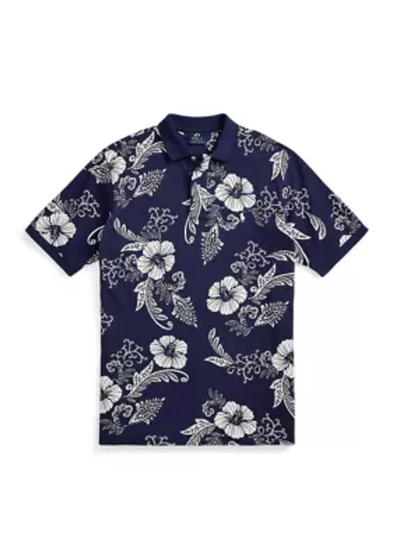 Big & Tall Hibiscus Print Mesh Polo Shirt