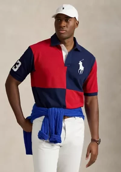 Big & Tall Pony Color Blocked Mesh Polo Shirt