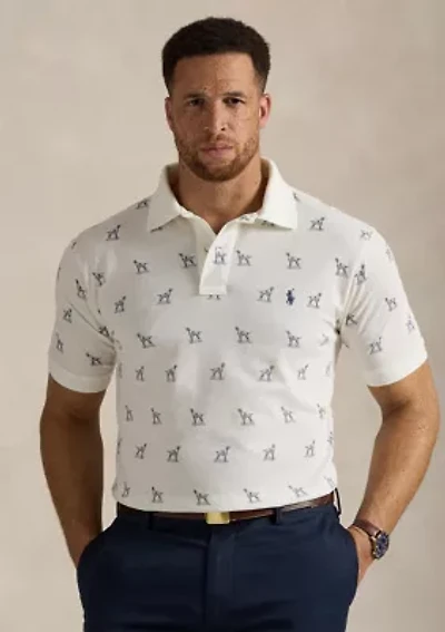 Big & Tall Dog-Print Mesh Polo Shirt