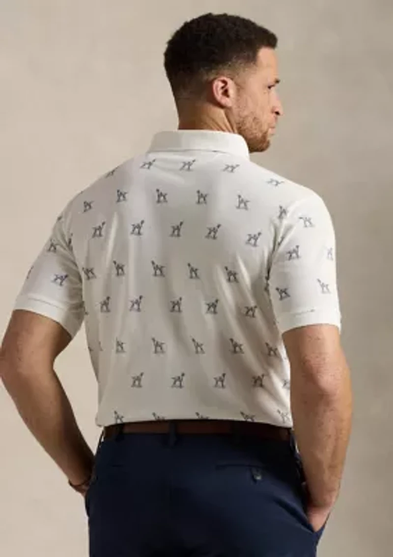 Big & Tall Dog-Print Mesh Polo Shirt