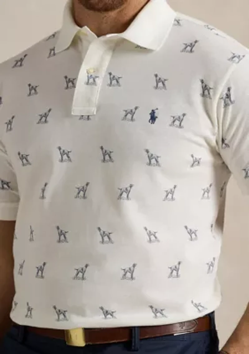 Big & Tall Dog-Print Mesh Polo Shirt